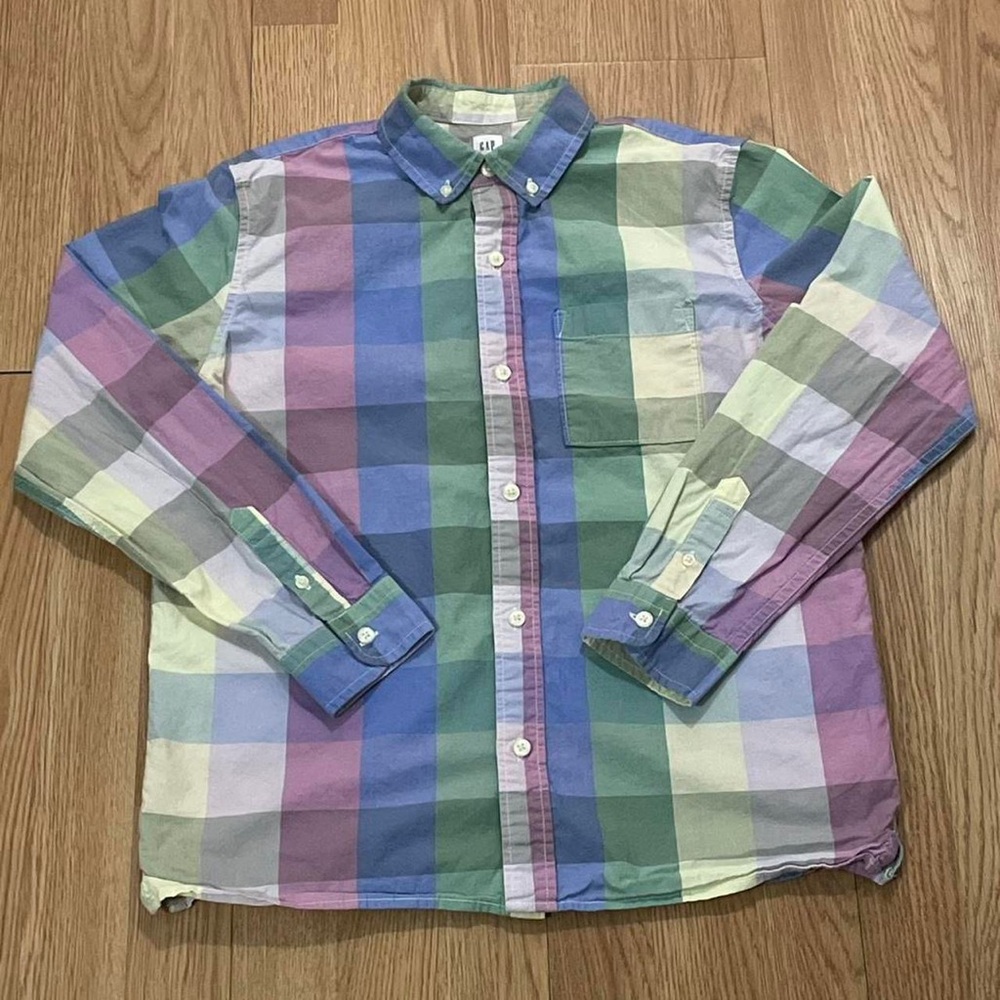 Gap Kids Boy’s XXL 14-16 Long Sleeve Button Up Shirt Color Block Preppy